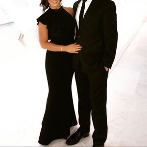 MARGAUX BLACK ONE-SHOULDER MAXI DRESS